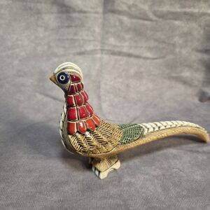 Decorative Vintage Artesania Rinconada Phesant Bird Figurine - Red and Green